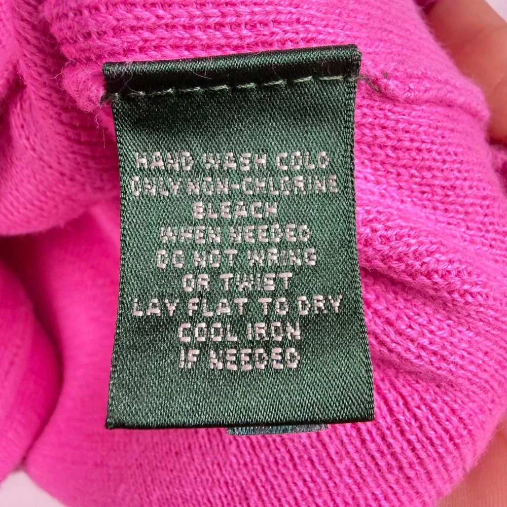 Lauren Ralph Lauren Pink Moto Full Zip Knit Cardigan Sweater Large
